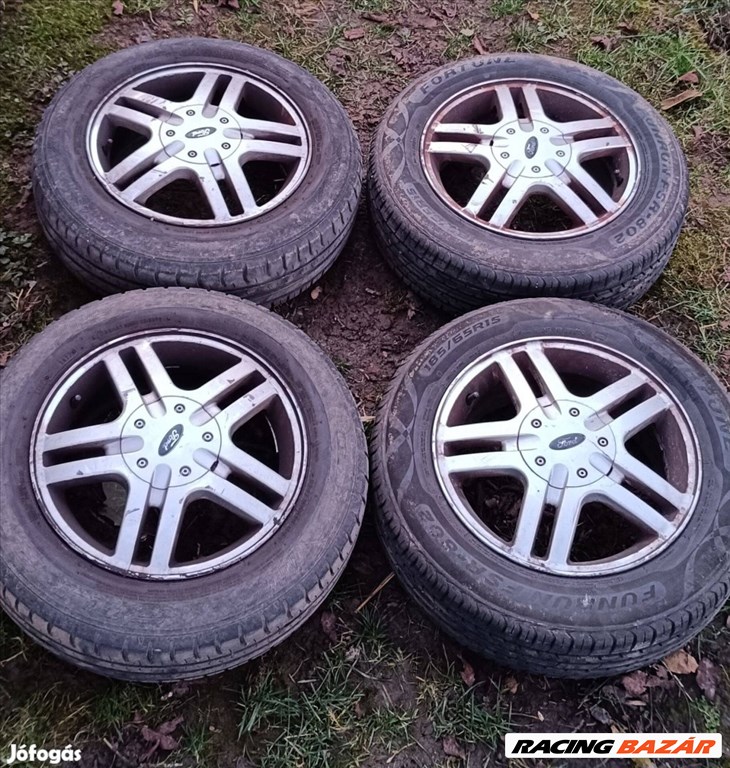  4x108 lyukosztású 15" használt (gyári felni) alufelni, rajta 185/65 használt nyári gumi gumi  1. kép