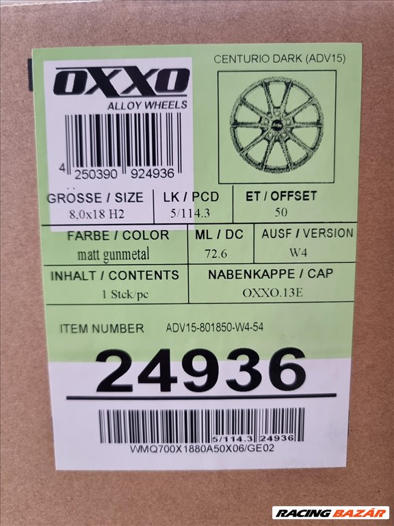  5x114.3 lyukosztású 8JJ 18" új Oxxo alufelni 3. kép