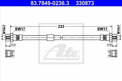 ATE 83.7849-0236.3 - fékcső VW