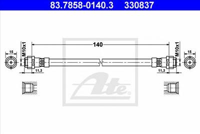 ATE 83.7858-0140.3 - fékcső AUDI SEAT SKODA VW