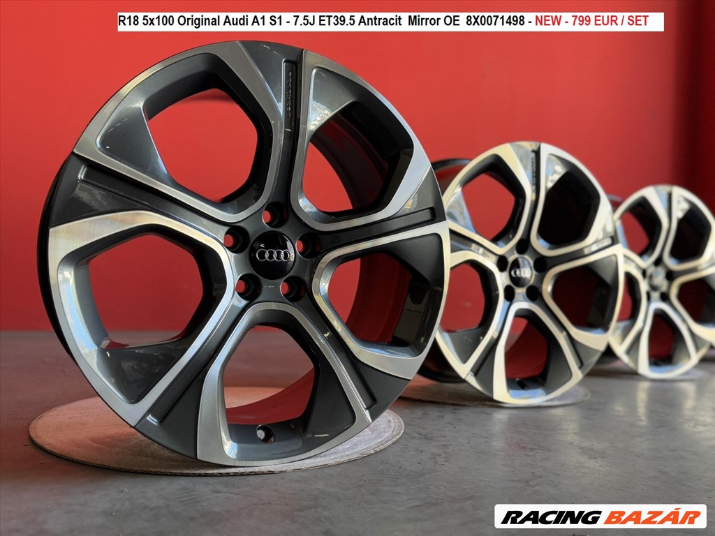 R18 5x100 Original Audi A1 S1 - 7.5J ET39.5 Antracit  Mirror OE  8X0071498  1. kép