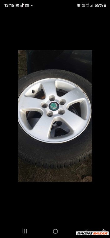  5x112 lyukosztású 15" használt (gyári felni) felni, rajta használt nyári gumi gumi  1. kép