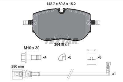 TEXTAR 2641601 - fékbetétkészlet, tárcsafék AUDI CUPRA SKODA VW
