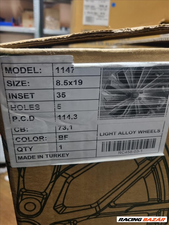  5x114.3 lyukosztású 8,5JJ 19" új alufelni 3. kép