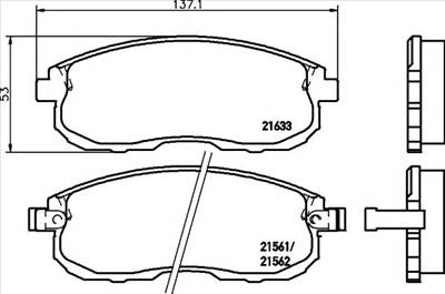 TEXTAR 2156101 - fékbetét INFINITI NISSAN NISSAN (DONGFENG) SUZUKI SUZUKI (CHANGAN)