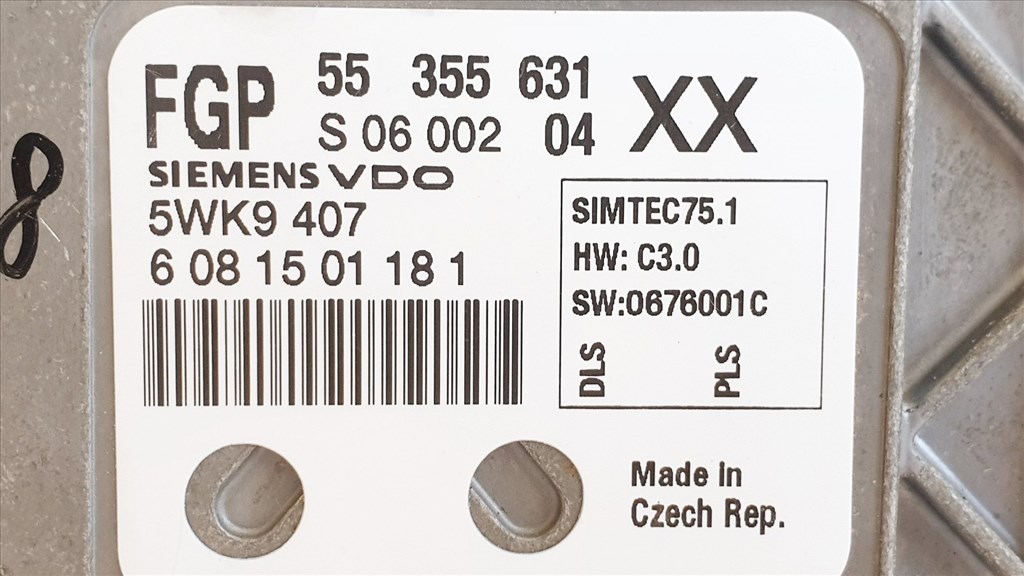 508576 Opel Vectra C, Motorvezérlő, ECU, 5WK9407, 55355631. Zafira B,. 5. kép