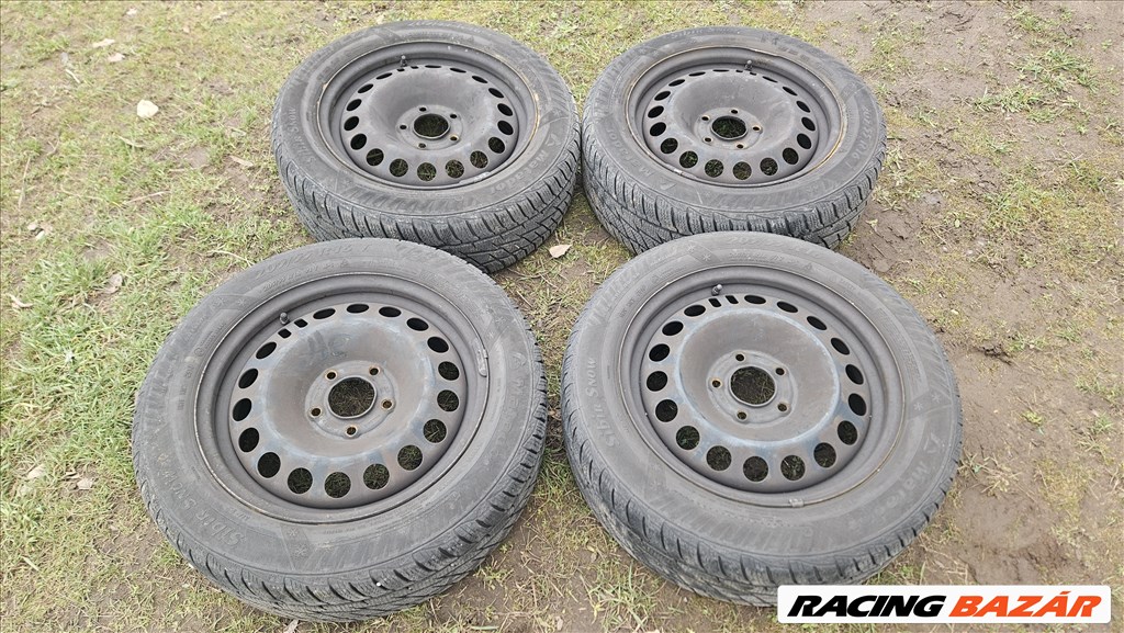  5x115 lyukosztású 16" használt Gyári lemezfelni, rajta 205/55 használt Matador téli gumi gumi  1. kép