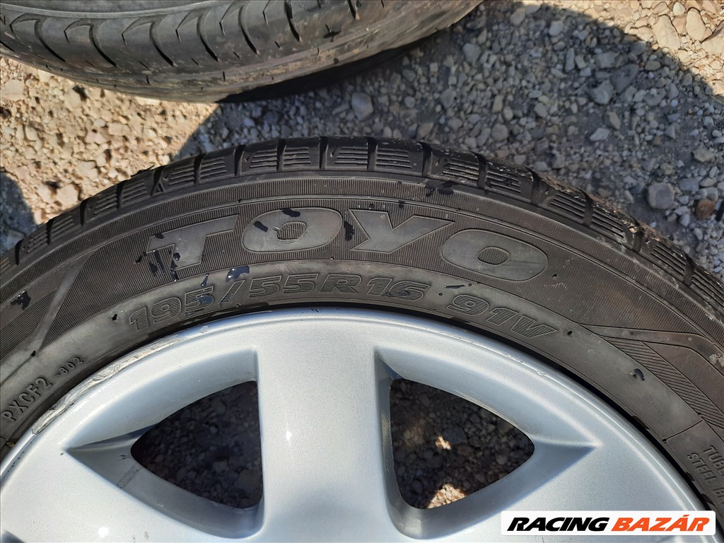  5x120 lyukosztású R 16 használt (gyári felni) alufelni, rajta 195/55 használt nyári gumi 10. kép
