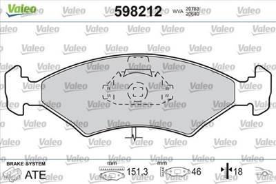 Fékbetét készlet VALEO 598212 for FORD, MAZDA