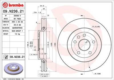 BREMBO 09.N236.21 - féktárcsa DODGE JEEP