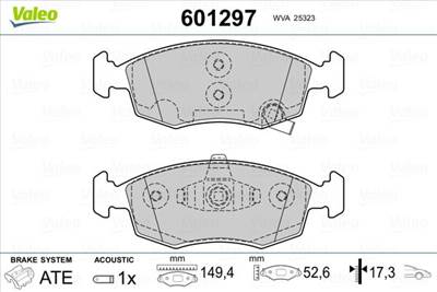Fékbetét készlet VALEO 601297 for CHRYSLER, FIAT, LANCIA