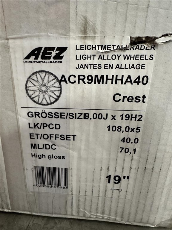 R19 5x108 (70,1) Aez CREST 9J ET40 High Gloss 8x19 új alufelnik 19" 4. kép