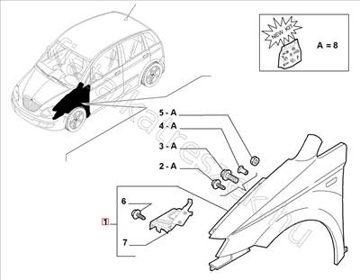 Sárvédő bal első LANCIA MUSA - FIAT eredeti 51812236
