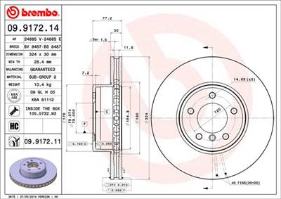 BREMBO 09.9172.11 - féktárcsa BMW BMW (BRILLIANCE)