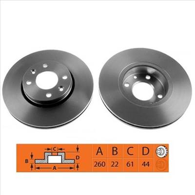 Renault Megane II új utángyártott féktárcsa pár első tengely 260mm GRESA 2002-2008-ig