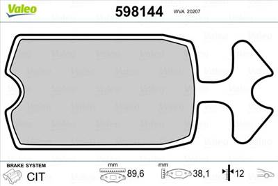 Fékbetét készlet VALEO 598144 for CITROËN