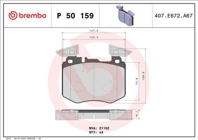 BREMBO P 50 159 - fékbetétkészlet, tárcsafék MERCEDES-BENZ MERCEDES-BENZ (BBDC)