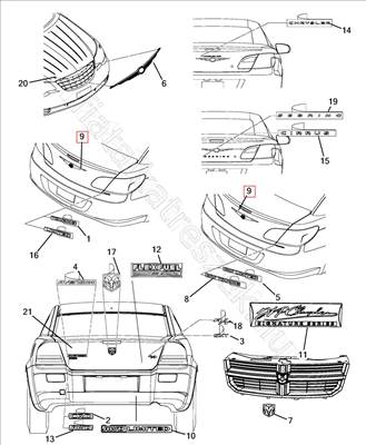 Chrysler Sebring első embléma    - FIAT eredeti K05303668AE