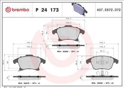 BREMBO P 24 173 - fékbetét FORD FORD (CHANGAN) FORD AUSTRALIA LINCOLN