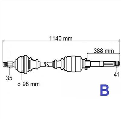 Citroen Jumper/Peugeot Boxer/Fiat Ducato 2.2 HDI/2.3 D új utángyártott féltengely jobb oldal 1140mm GRESA 2006-tól
