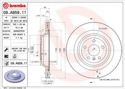 BREMBO 09.A959.11 - féktárcsa BRABUS MERCEDES-BENZ