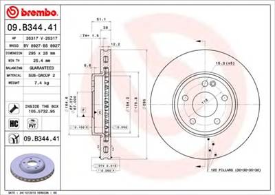 BREMBO 09.B344.41 - féktárcsa MERCEDES-BENZ MERCEDES-BENZ (BBDC)