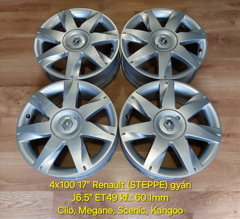 4x100 17" Renault /STEPPE/ gyári alufelni garnitúra  1. kép