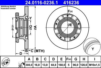 féktárcsa ATE 24.0116-0236.1 for FORD