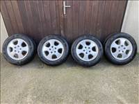 OPEL alufelni 5x110 lyukosztású 15" használt, rajta 195/65 eldobós Hankook nyári gumi