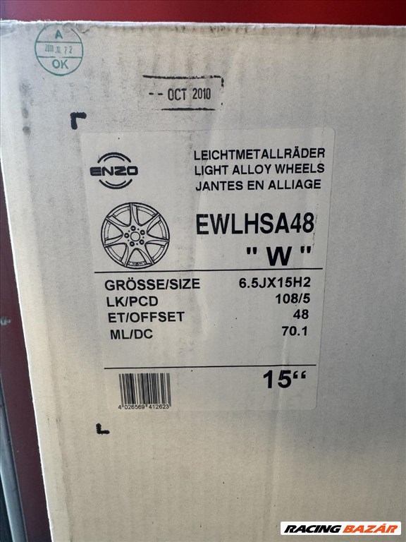 R15 5x108 (70,1) Enzo W 6.5J ET48 új felnik alufelnik , peugeot citroen ford  8. kép