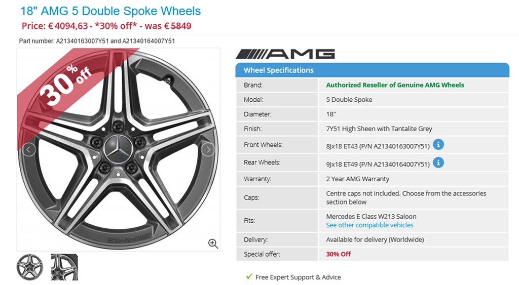 Új!! Gyári Mercedes W213 AMG 5x112 8x18 ET43 4db 4. kép