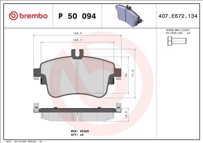 Fékbetét készlet BREMBO P 50 094X for MERCEDES-BENZ