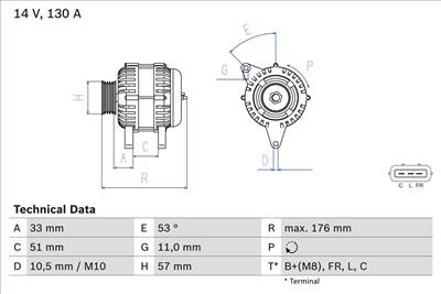 generátor BOSCH 0 986 082 820 for HYUNDAI, KIA