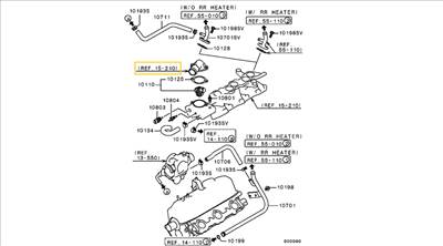 MD097041 Mitsubishi Pajero Termosztát Ház Kivezető Cső 3.0L 6G72 1991-2000