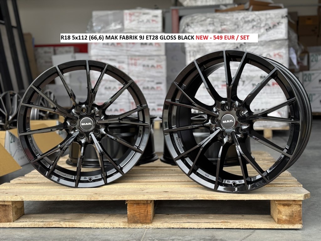 R18 5x112 (66,6) MAK FABRIK 9J ET28 GLOSS BLACK új alufelnik felnik 9x18 18" 18col 1. kép