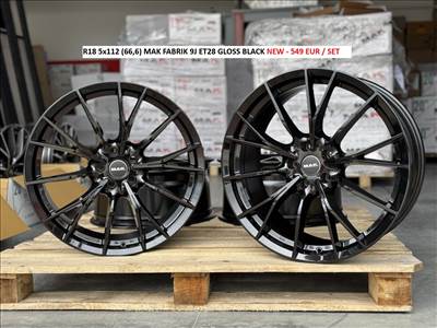R18 5x112 (66,6) MAK FABRIK 9J ET28 GLOSS BLACK új alufelnik felnik 9x18 18" 18col