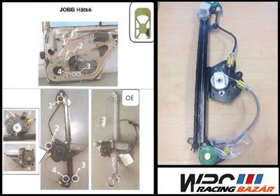 Ablakemelő mechanika jobb h. Mercedes E osztály W210 2107301646
