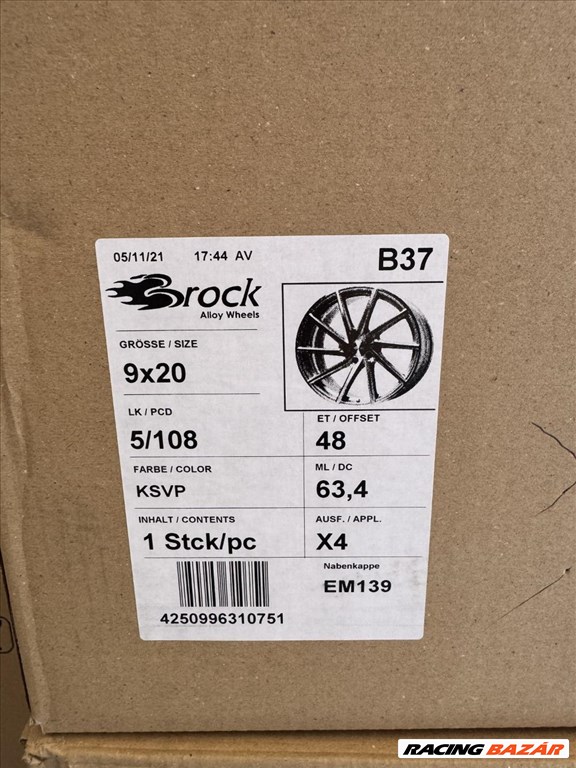 R20 5x108 (63,4) BROCK B37 9J ET48 KSVP FORD JAGUAR VOLVO ALUFELNIK  6. kép
