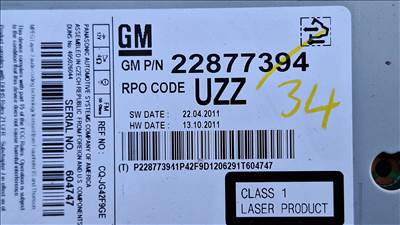 Opel Astra J rádió UZZ