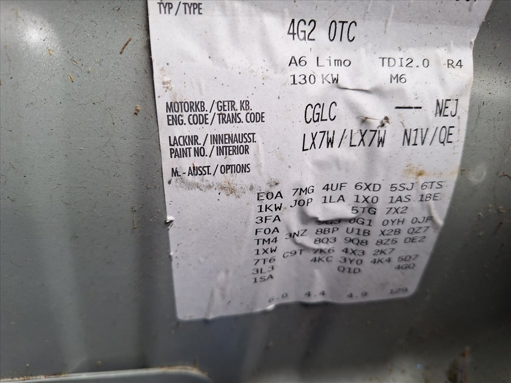 Audi A6 (C7 - 4G) (C7 - 4G) 2.0 CR CGL NEJ LX7W bontott alkatrészei 7. kép