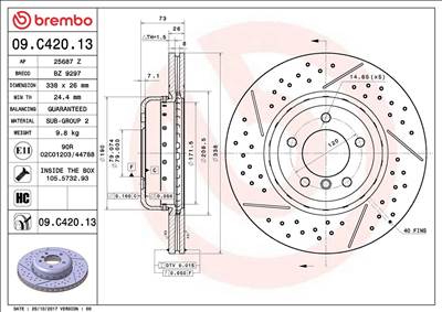 féktárcsa BREMBO 09.C420.13 for BMW