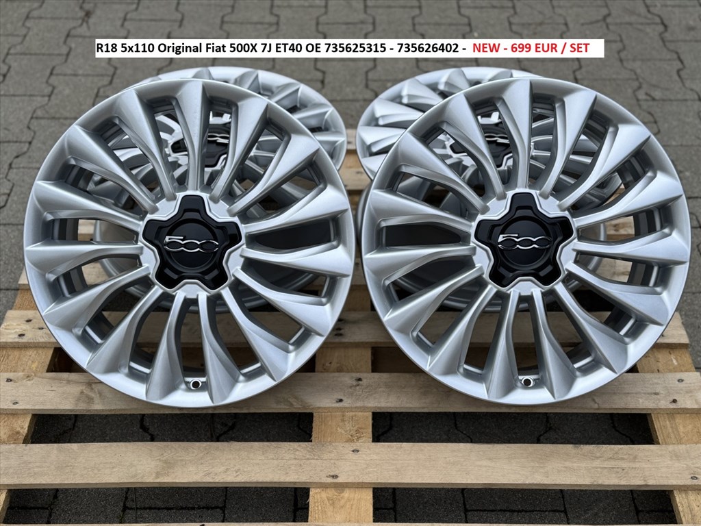 R18 5x110 Original Fiat 500X 7J ET40 OE 735625315  új gyári alufelnik felnik 1. kép