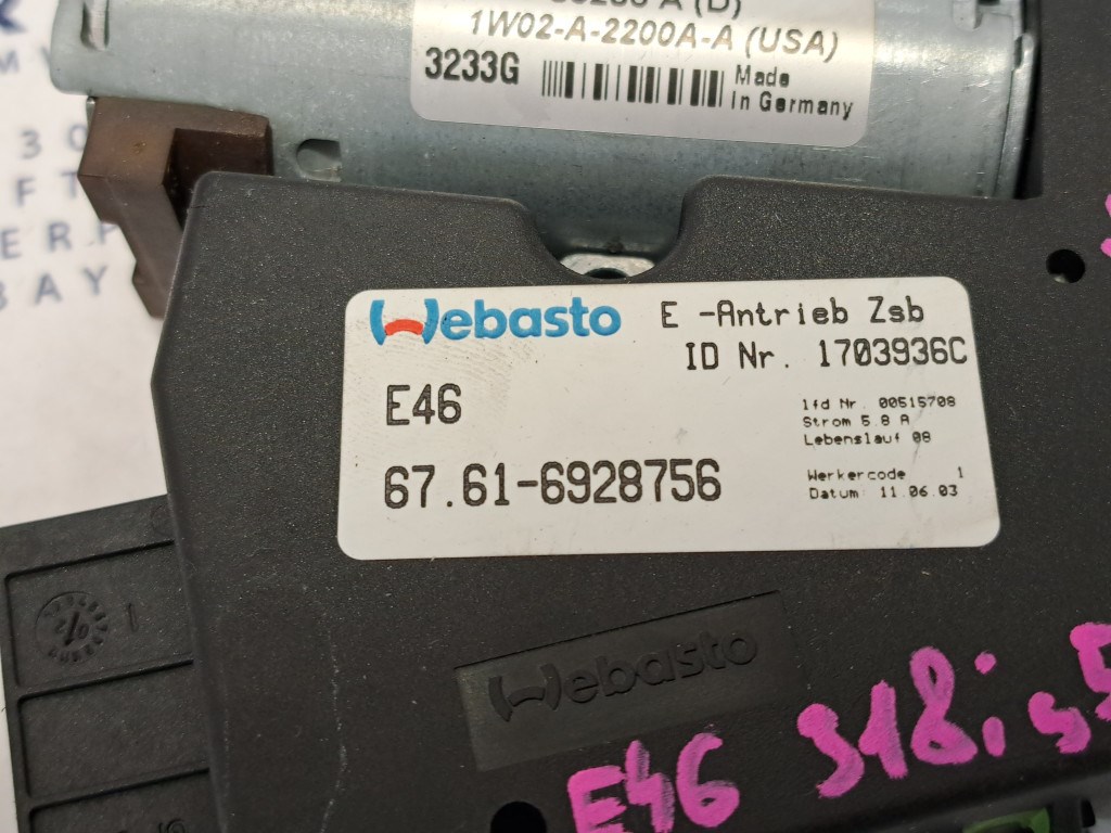 BMW E46 E38 tetõablak schiebedach tolótetõ motor 2. kép