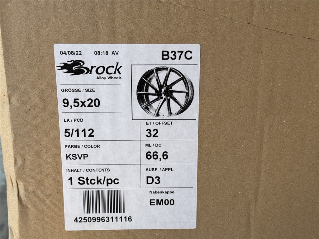 R20 5x112 (66,6) BROCK B37C 9,5J ET32 KSVP új alufelnik felnik 20"  7. kép