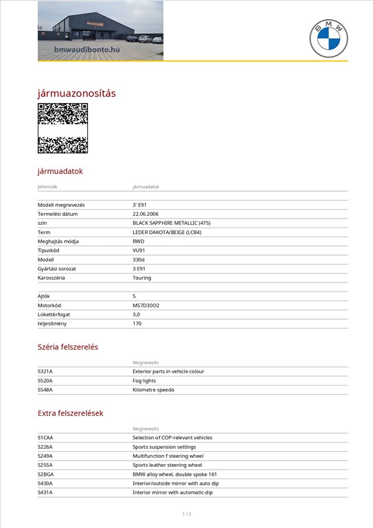 BMW 330 (E90, E91, E92, E93) bontott alkatrészei 9. kép