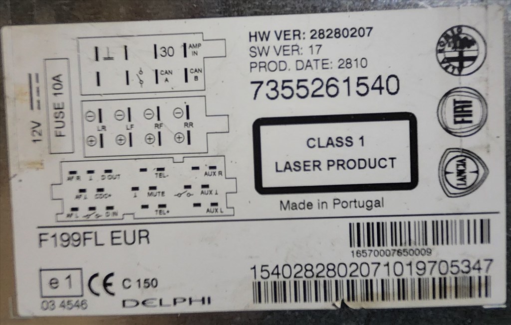 Fiat Punto Evo, My Punto, Nouva Punto cd-s rádió nincs hozzá kód!!!!  735526154 5. kép