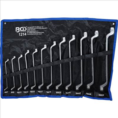 BGS Kétvégű csillagkulcs készlet, hajlított, 6 x 7 – 30 x 32mm, 12db - BGS-1214