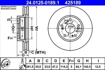 féktárcsa ATE 24.0125-0189.1 for HONDA