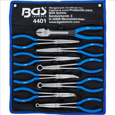 BGS Extra hosszú/lapos és gyújtógyertya csatlakozó fogó készlet, 9db - BGS-4401