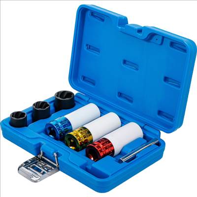 BGS Kerékkulcs és csavarkiszedő dugókulcs készlet (spirálprofil), védőbetétes, 1/2" meghajtás, 17-21mm, 7db - BGS-74297